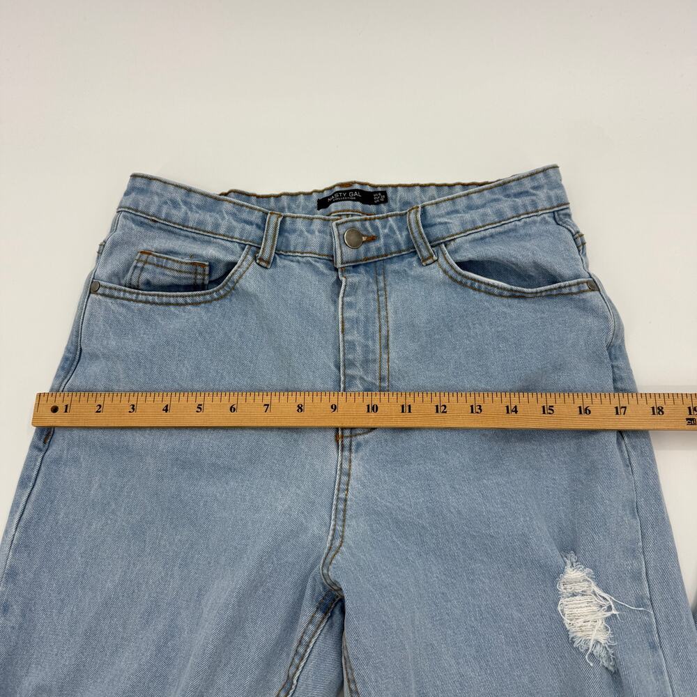 NASTY GAL Light Wash Distressed Jeans Size 6 High Rise Straight Leg Cotton Denim - Picture 6 of 9